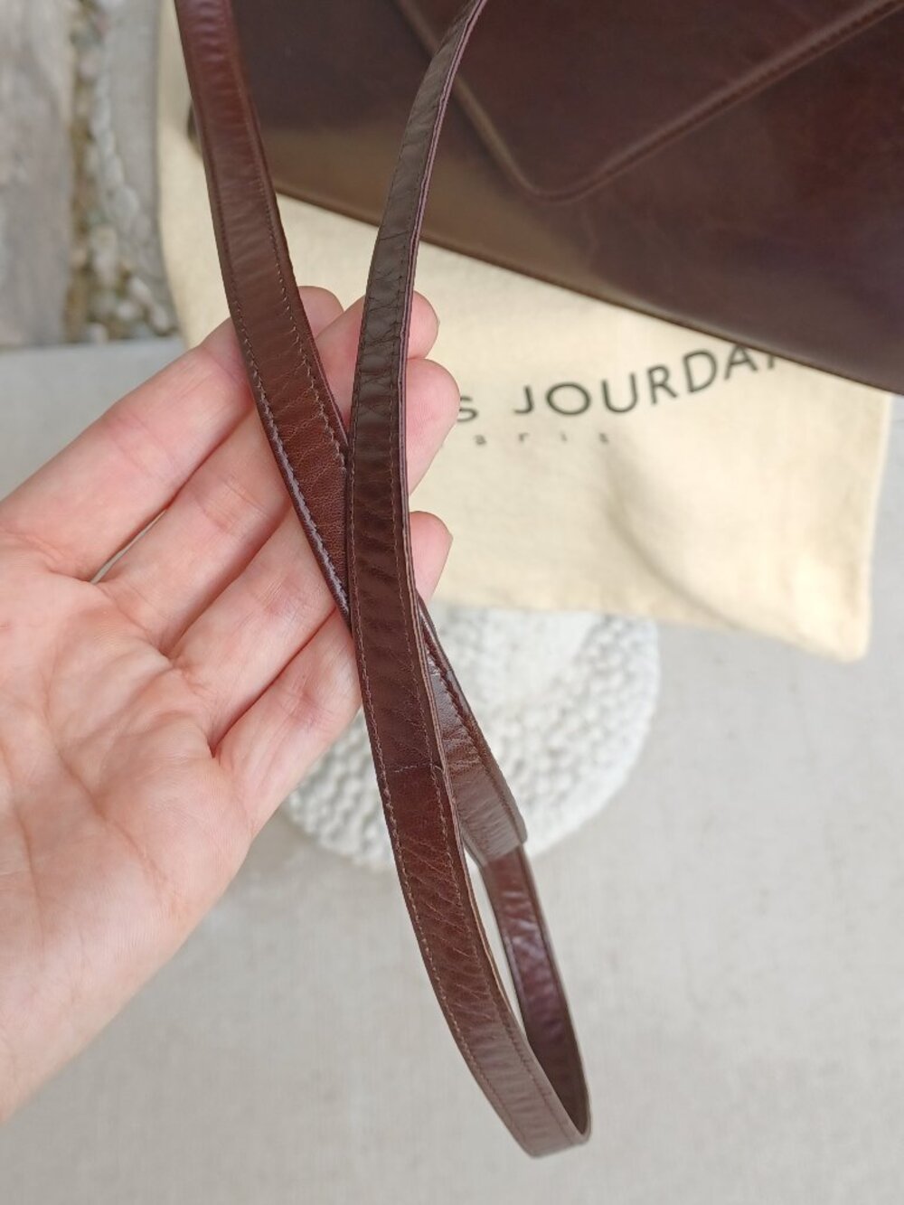 Vintage Charles Jourdan Cross-Body Bag Brown Leather Shoulder Handbag 1970/80s - Picture 12 of 14